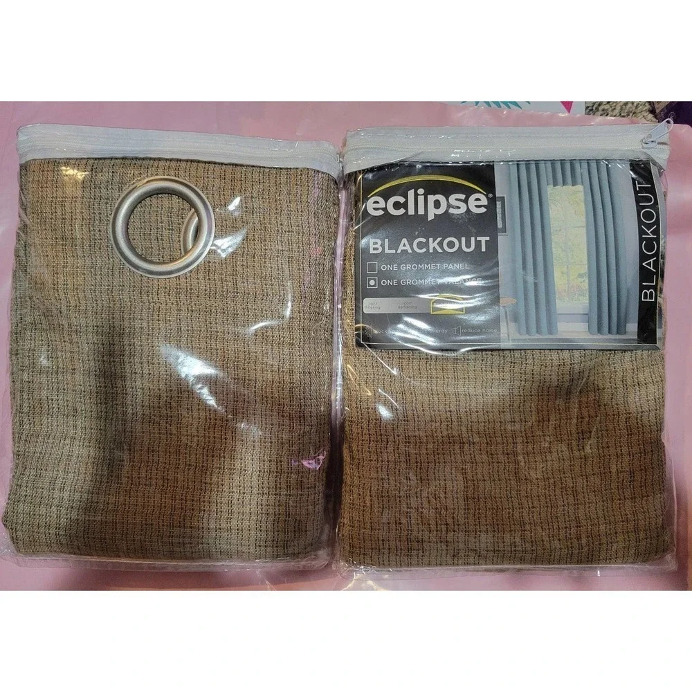 (2) Curtain valance, blackout eclipse, clay